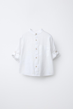 ZARA РУБАШКА ИЗ 100% ЛЬНА, ЭКРЮ