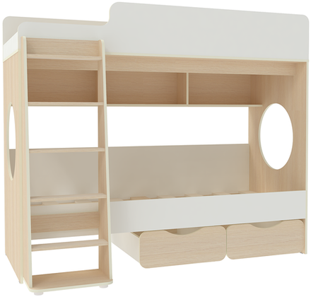 Двухъярусная кровать КарИВи Л-7.1  Дуб Молочный Белый