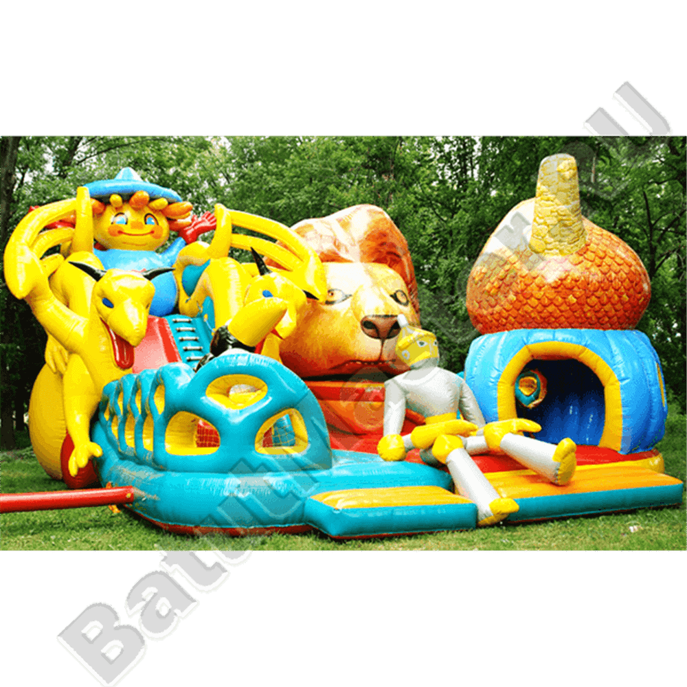 Большой надувной батут-горка "Гости города"