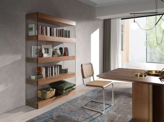 Стеллаж Angel Cerda 3091, орех, стекло