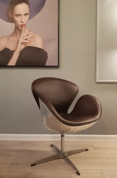 Кресло Swan Aviator, серая кожа
