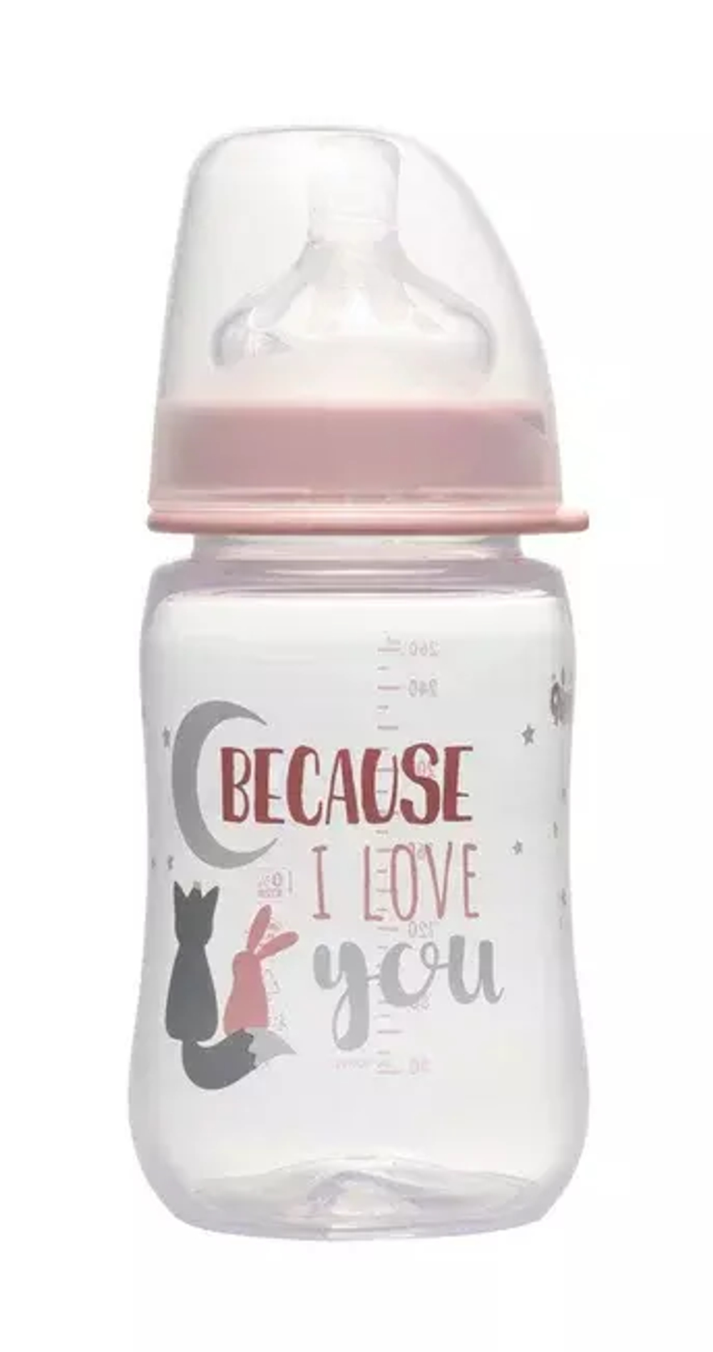 Бутылочка пластиковая NiP для девочек 260 мл с соской силикон