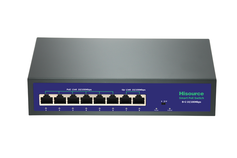 Коммутатор Hisource Hi-F0620FBL-A [портов-8, 6Poe+2Uplink]