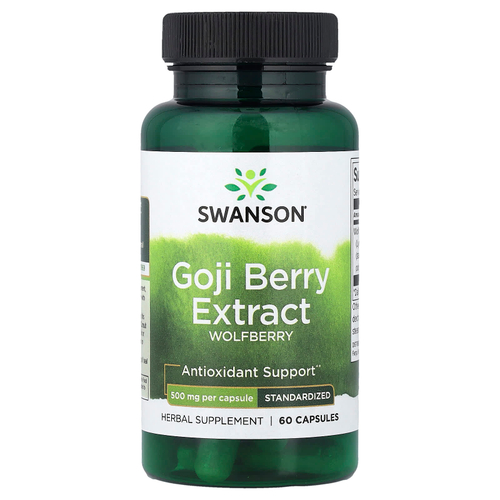 Swanson Vitamins, экстракт ягод годжи, стандартизованный, 500 мг, 60 капсул
