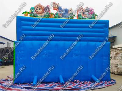 Коммерческий надувной батут "Дружная компания" в тематике "слоник в джунглях", 8*6*6 м