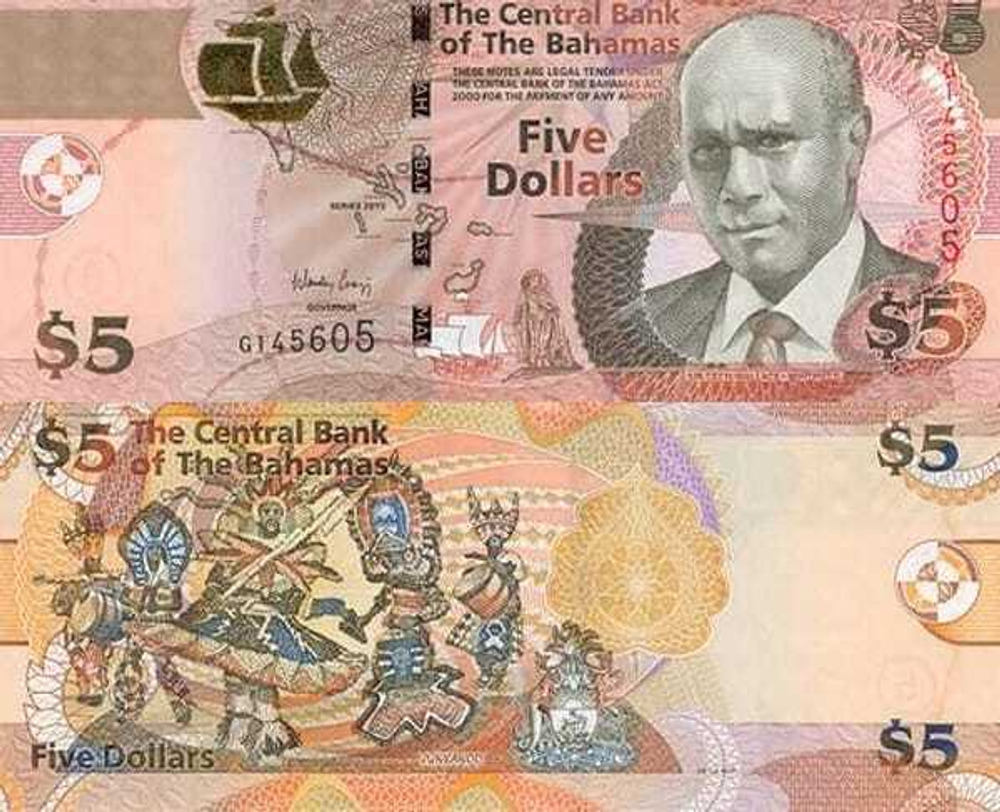 Багамы 5 долларов 2013 Танец джанкану UNC