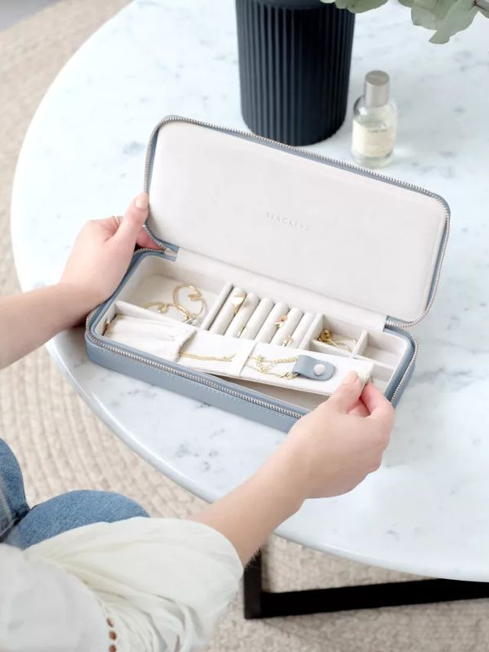 Органайзер для украшений дорожный Stackers Sleek Necklace Travel Box (Blush Pink) (голубой / Dusky Blue)