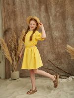 Платье хлопковое с разрезами "Мимоза" 7+