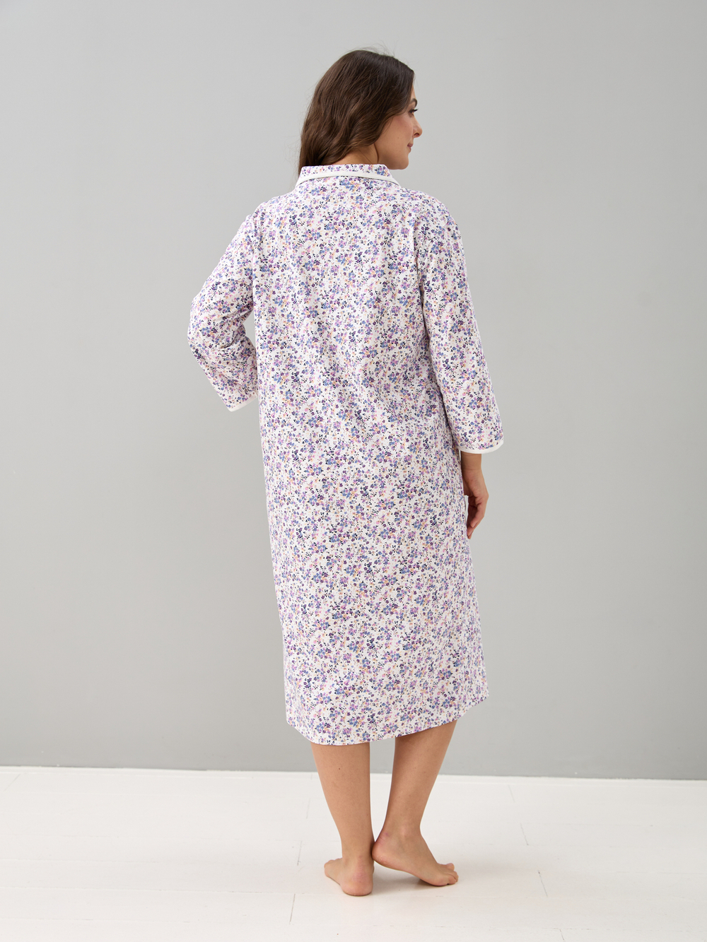 Ночная сорочка С-003/молоко-сиреневыецветочки