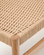 Zaide Скамейка из массива дуба с натуральной отделкой и сиденьем из веревочного шнура, 120 см