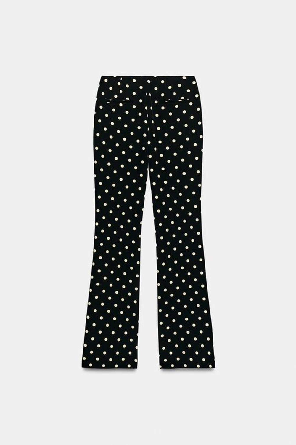 ZARA БРЮКИ FLARE В ГОРОШЕК, ЧЕРНЫЙ/ЭКРЮ