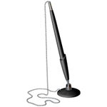 Ручка шариковая OfficeSpace на подставке, металлическая цепочка, черный корпус, синие чернила