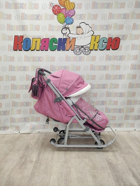 Санки-коляски Ника 7-5K пыльно-розовый с шишкой