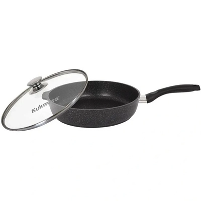 Сковорода 280/65мм со съемной ручкой, со стеклянной крышкой, АП (темный мрамор)