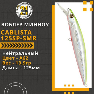 Воблер для рыбалки Pontoon21 Cablista 125SP-SMR, 125мм, 19.9 гр., 1.6-2.0 м., цвет A62