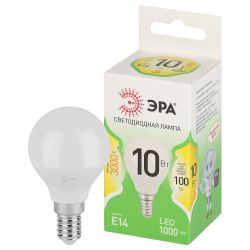 Лампочка светодиодная ЭРА GREEN LINE LED P45-10W-830-E14 GL E14 10 Вт шар теплый свет