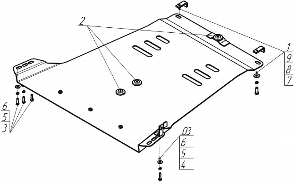 Защита КПП. 3 мм, Сталь. для Mitsubishi L 200 2014-2015, Mitsubishi L 200 2006-2014 MOTODOR.11305