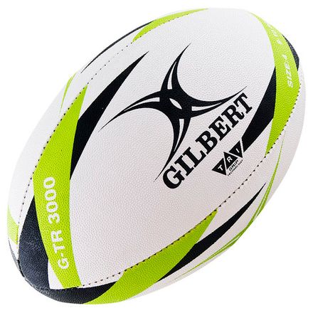 Мяч для регби GILBERT G-TR3000, 42098204, р.4, резина, ручная сшивка, бело-салатово-черный