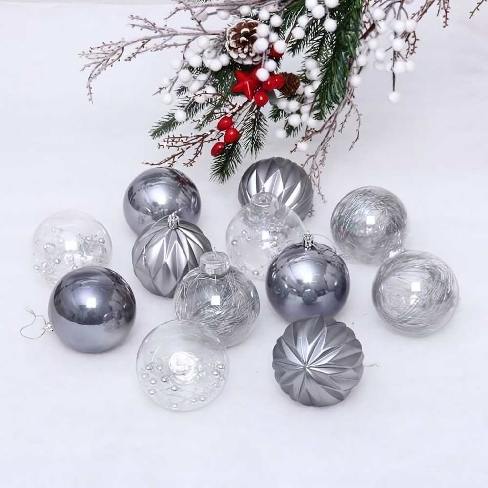 Набор шаров 8 см "Волшебство"-в наборе 12шт. Графит