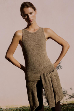 ZARA ТОП КРУПНОЙ ВЯЗКИ, ТЕМНЫЙ РЫЖЕВАТО-КОРИЧНЕВЫЙ