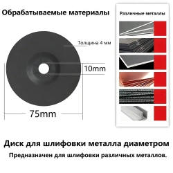 Набор дисков для мини УШМ 75mm, по металлу, дереву, пластику,набор из 5 предметов
