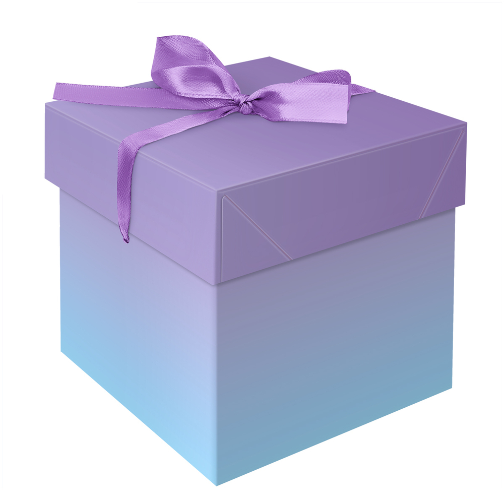 Коробка складная подарочная MESHU "Duotone. Blue-Lilac gradient", (15*15*15см), с лентой И