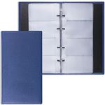 Визитница на кольцах BRAUBERG "Favorite", на 240 визиток, под фактурную кожу, темно-синяя, 231664