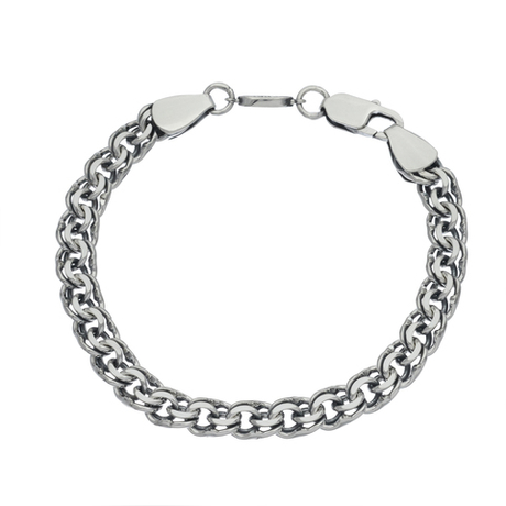 Браслет из серебра/Бисмарк/Чернение/Со вставкой "Спаси и сохрани"/С алмазной огранкой