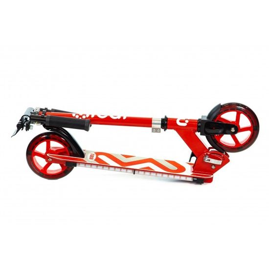 Складной двухколёсный самокат со светящимися колёсами и платформой Micar Flash 145 красный