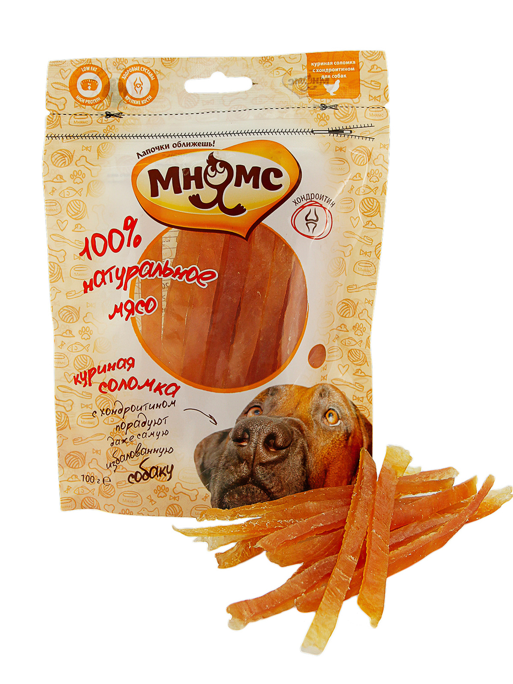 Лакомство Мнямс для собак куриная соломка с хондроитином 100 г