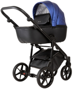 Детская коляска Adamex Nola Deluxe 2 в 1 N-SD13 (СИН. ПЕРЛ. КОЖА + ЧЕРН. КОЖА)
