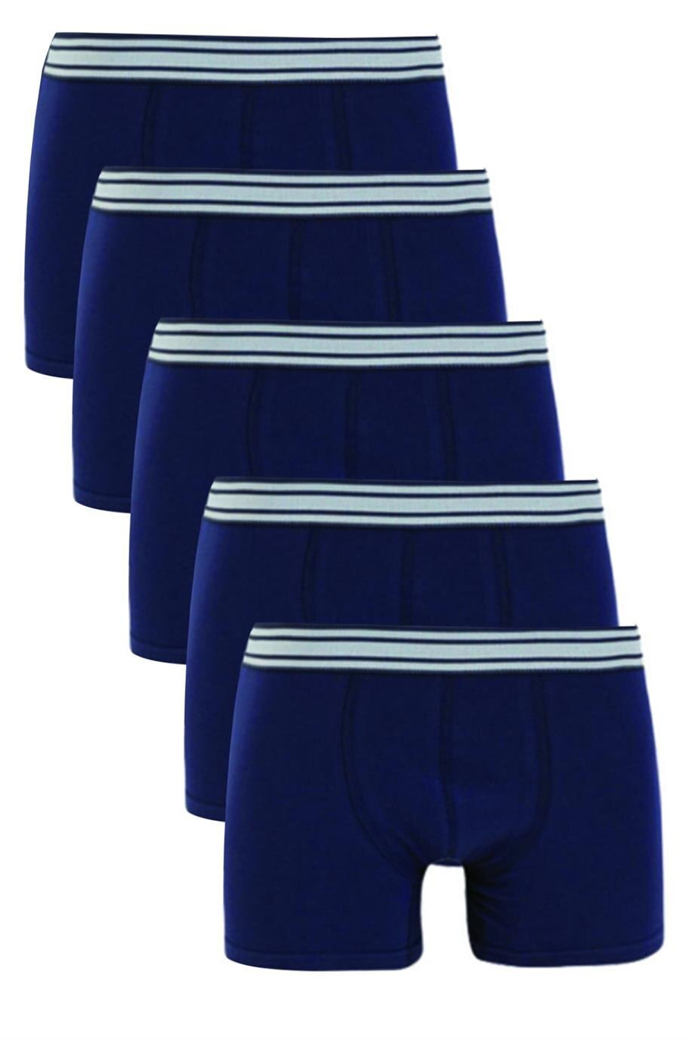 Набор из 5 темно-синих хлопковых трусов-боксеров (Размер: M) (Цвет: темно-синий)