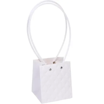 Пакет для цветов и подарков «Ромб» 13*11,5*10,5 см, белый