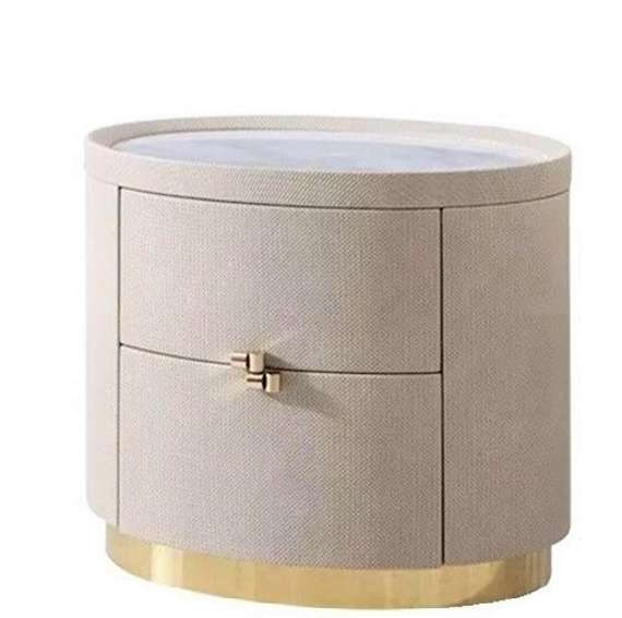 Тумба прикроватная 4576 с двумя ящиками, экокожа слоновая кость