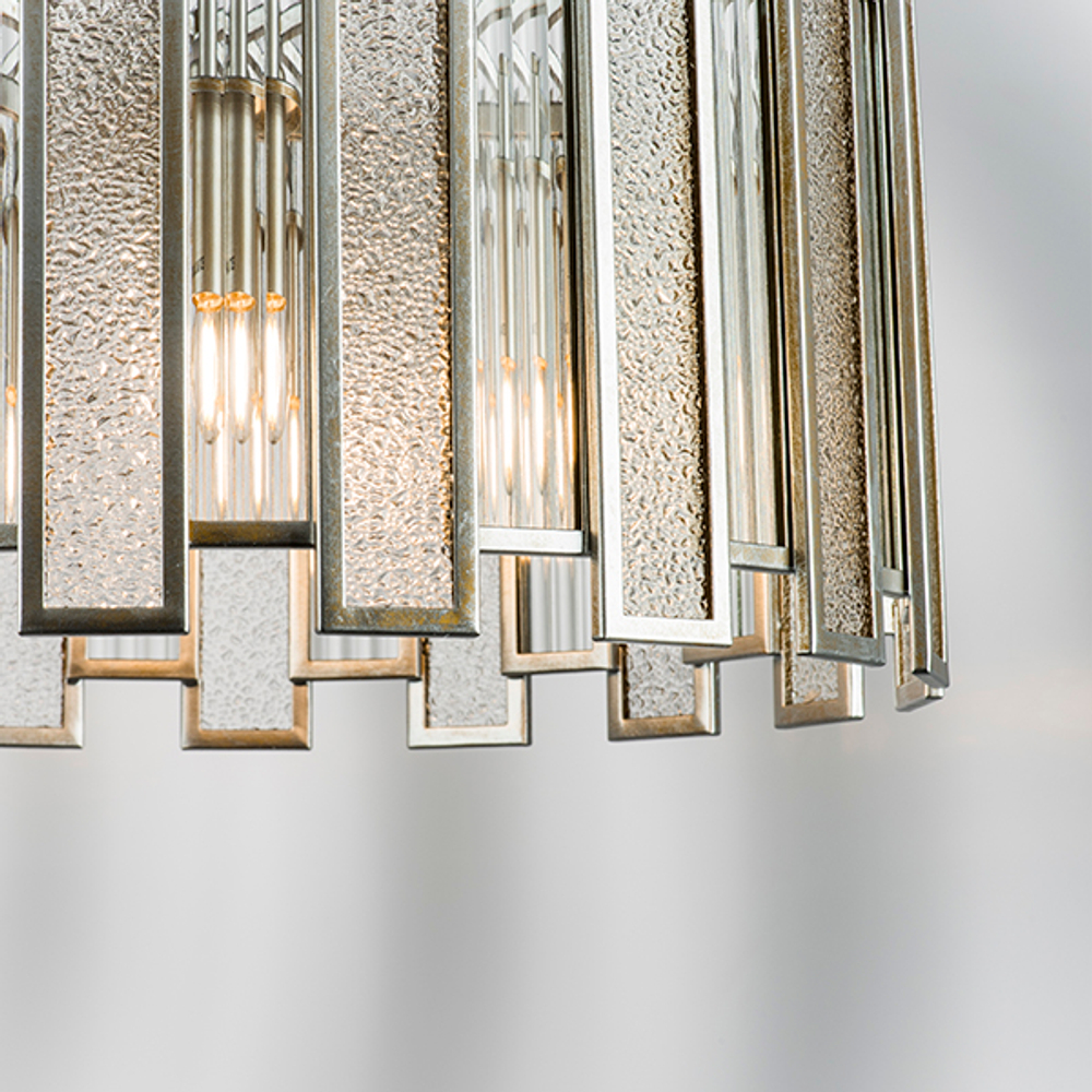 712054 Люстра AGAVE 5х40W E27 СЕРЕБРО С ПАТИНОЙ/ПРОЗРАЧНЫЙ