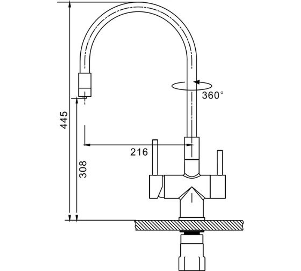 Смеситель для кухни S70.64.09 с подключением к фильтру, графит, SPLENKA