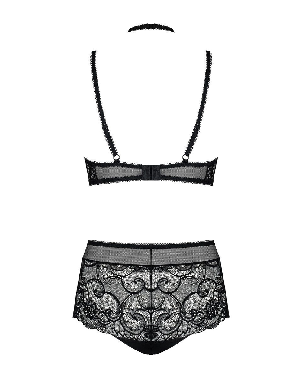 Стильный кружевной комплект Elizenes с чокером (Размер: S-M) (Цвет: черный)