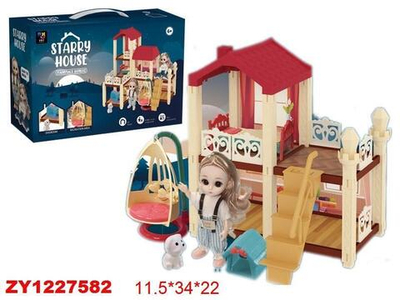 Дом для куклы с куклой и мебелью коробка 2022-7