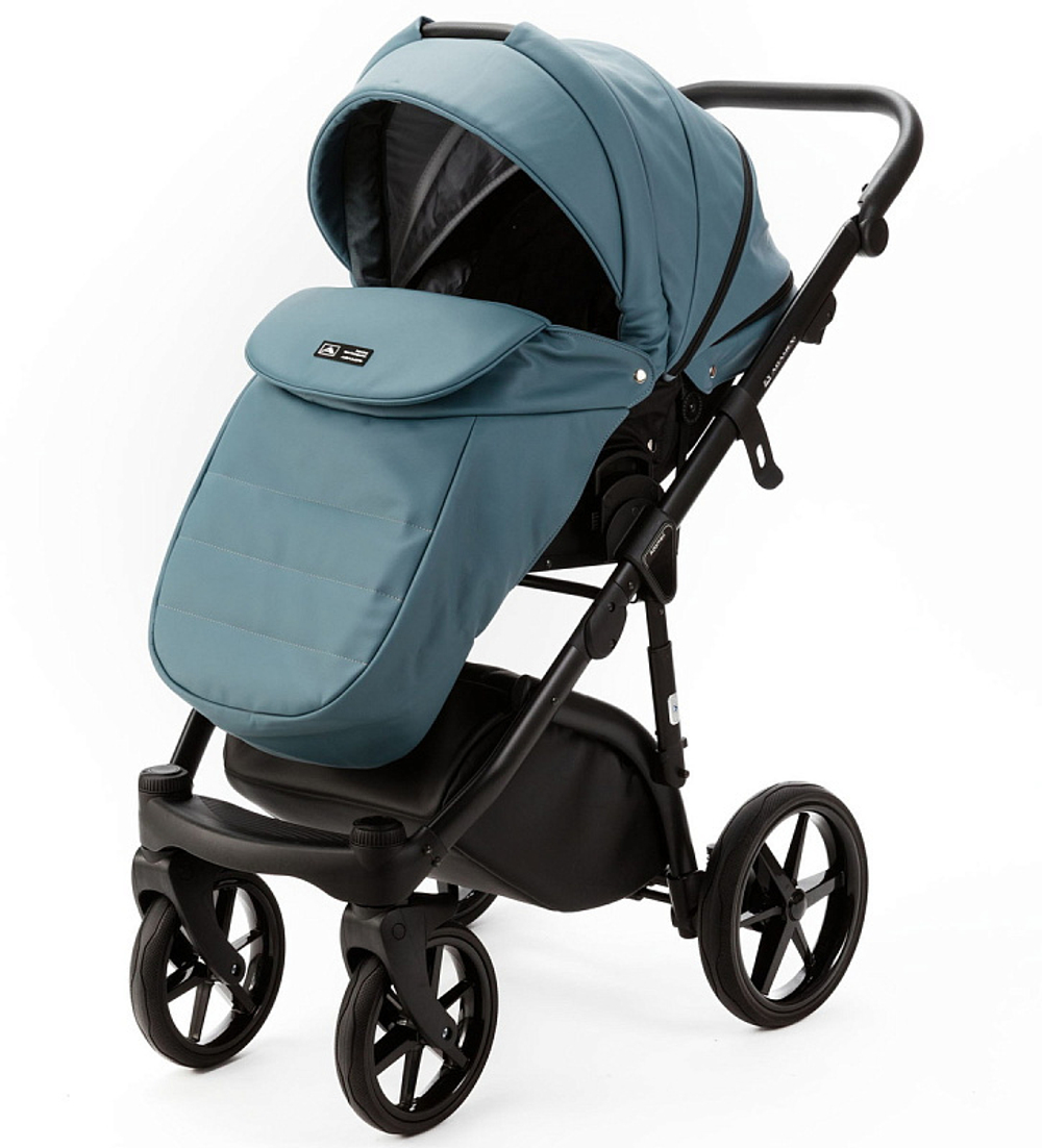 Детская коляска Adamex Nola Deluxe 2 в 1 N-SA63 (СЕРЫЙ С ГОЛУБЫМ КОЖА)