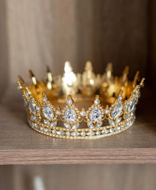 корона для торта (золото+зеленые камни)