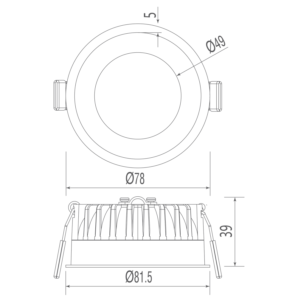 Светильник встраиваемый CRATER,  10W,  744Lm,  2700-3000-4000K,  D81, 5хH39мм,  IP44,  черный