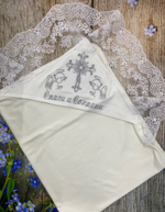 Крестильный комплект 5 предм. (Полотенце-уголок, Мешочек, Рубаха, Шапочка, Носочки)