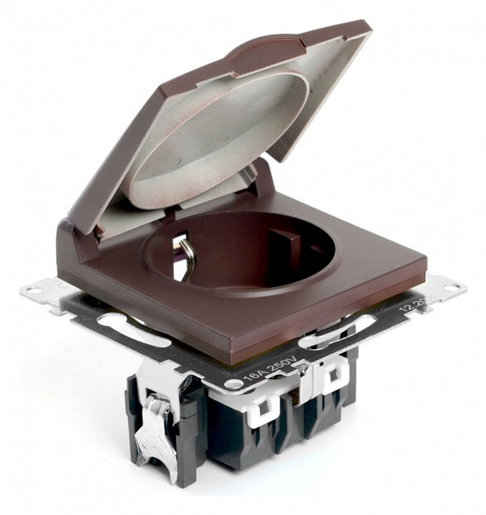 Розетка с заземлением и со шторкой, без рамки с крышкой Stekker Катрин 49029