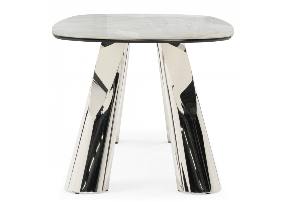 Керамический стол Woodville Танго 200х200х90 белый мрамор carla larkin, хром, ножки хром