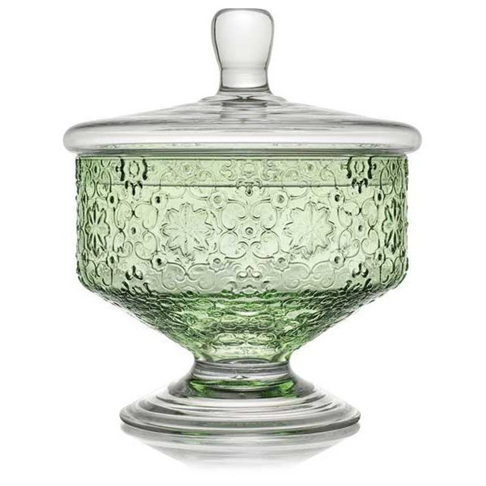 Конфетница с крышкой IVV Арабески 23см зелёный нефрит