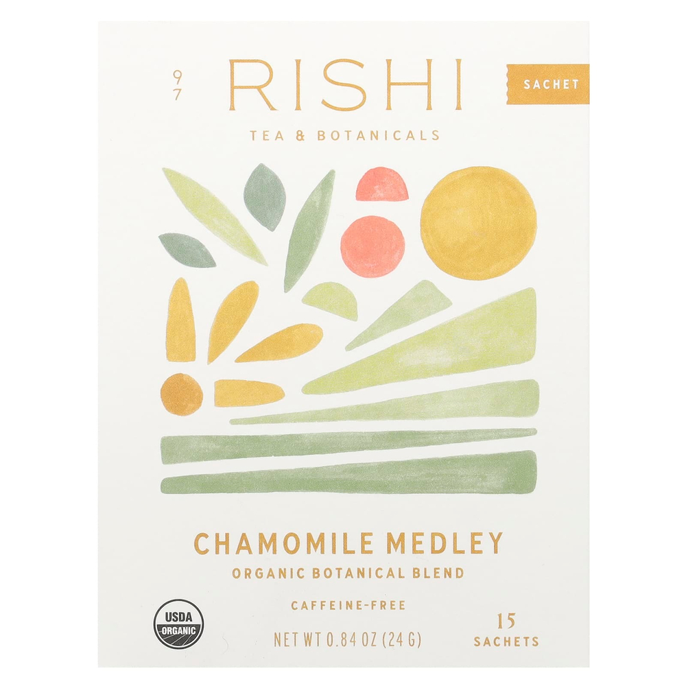 Rishi Tea, Органический травяной чай, смесь ромашки, без кофеина, 15 пакетиков, 0,95 унции (27 г)