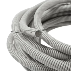 Труба гофрированная ПВХ 20 мм гибкая легкая с зондом серая 100 метров с протяжкой для прокладки кабеля и электропроводки
