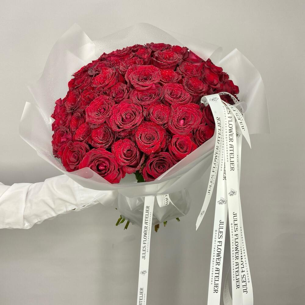 «Рубиновое сияние» Букет из 51 Красной розы 50 см