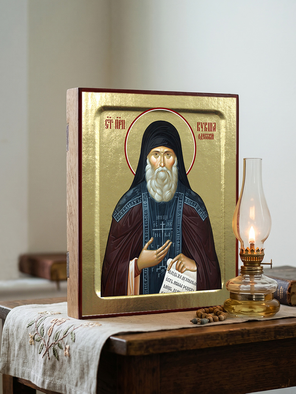 Икона Кукши Одесского, преподобного на дереве: 125 х 160 (Синопсисъ)