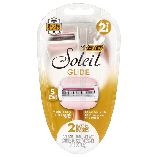 BIC, Soleil Glide, одноразовые бритвенные станки, 2 шт.